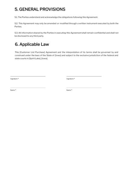 Customer List Purchase Agreement Template