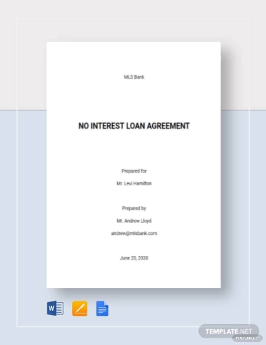 No Interest Loan Agreement Template in Word, Google Docs, PDF, Apple Pages