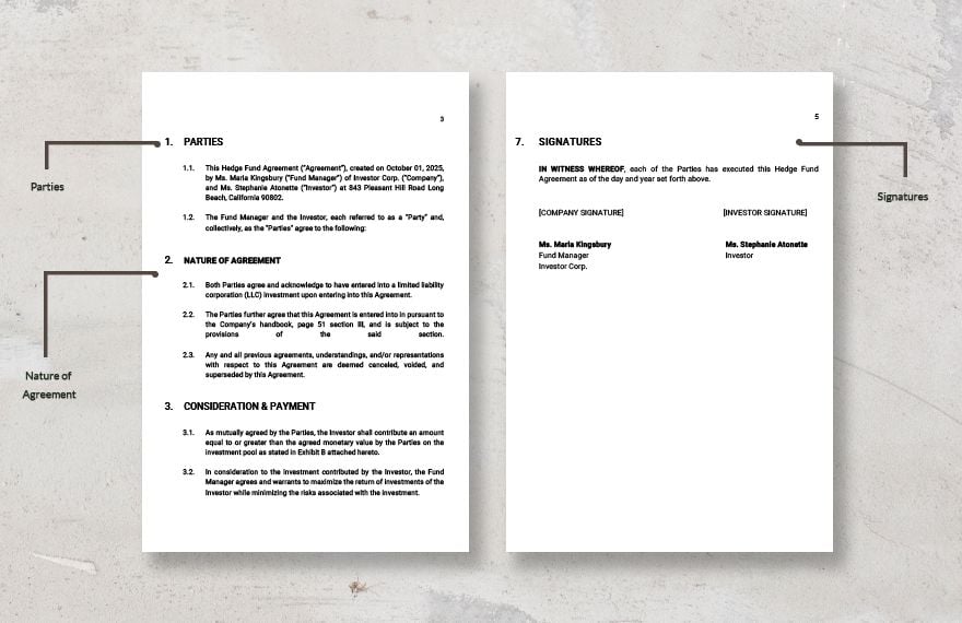 Hedge Fund Agreement Template