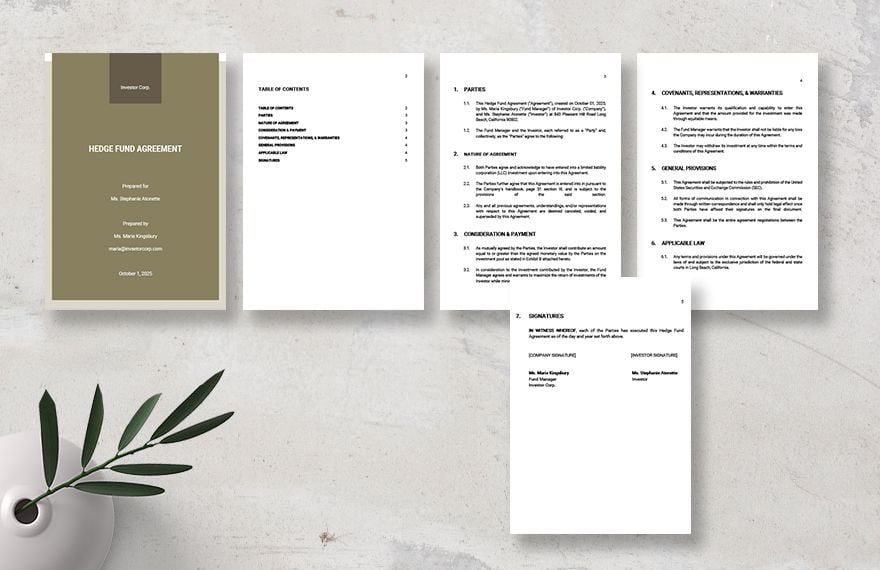 Hedge Fund Agreement Template