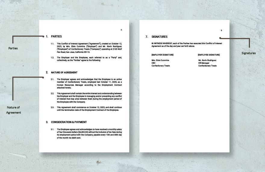 Conflict Of Interest Agreement Template