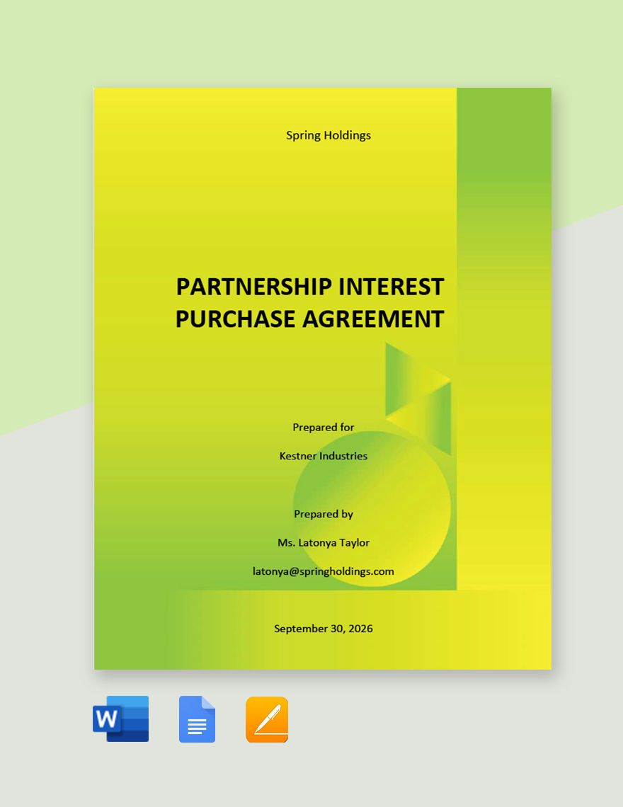 Partnership Interest Purchase Agreement Template
