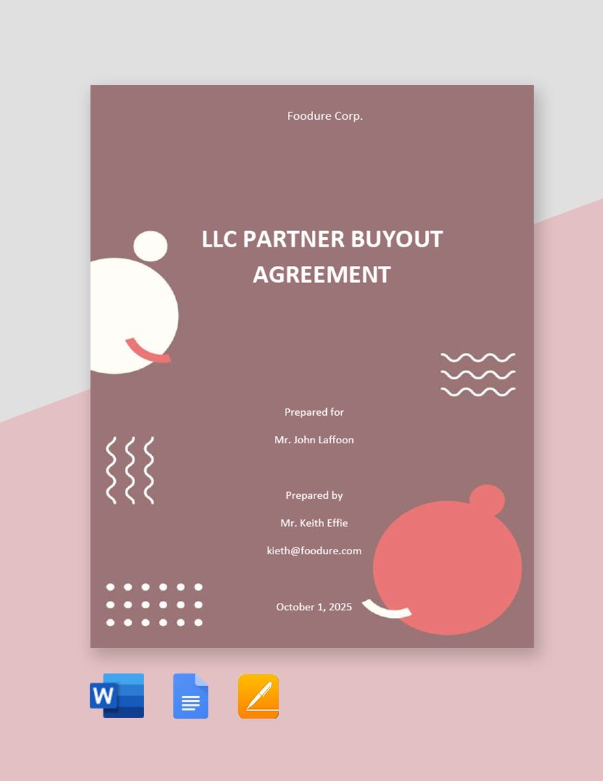 LLC Partner Buyout Agreement Template in Word, Google Docs, PDF, Apple Pages