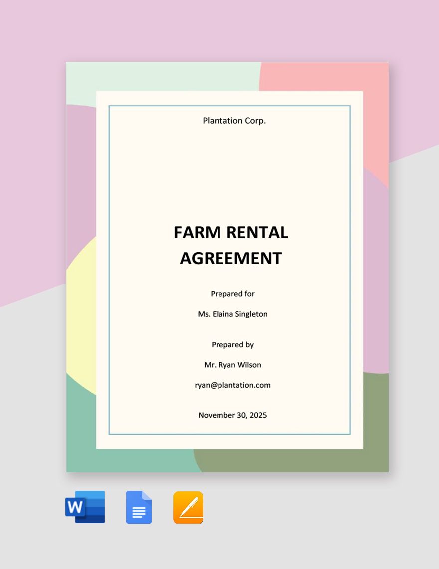 Farm Rental Agreement Template