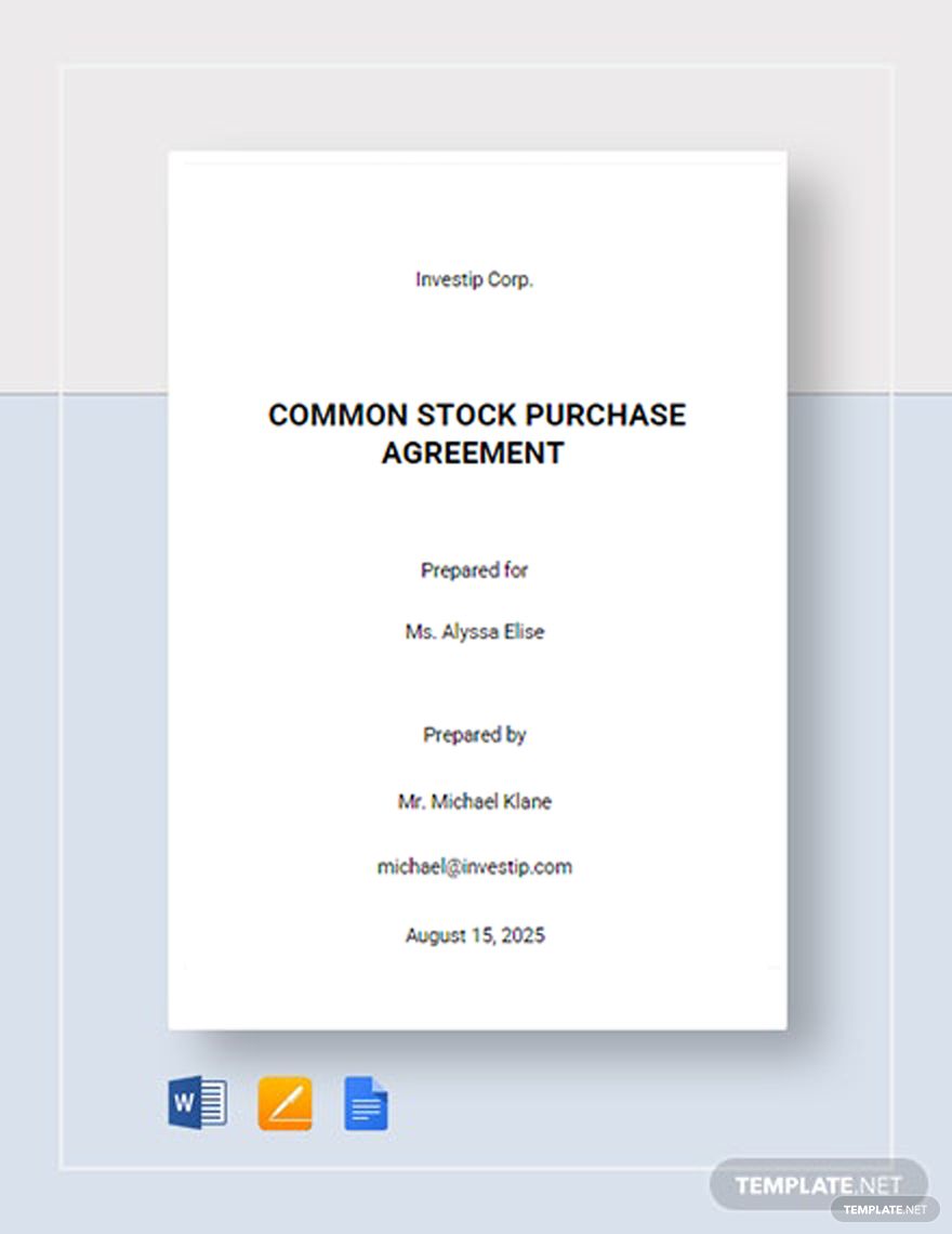 Common Stock Purchase Agreement Template