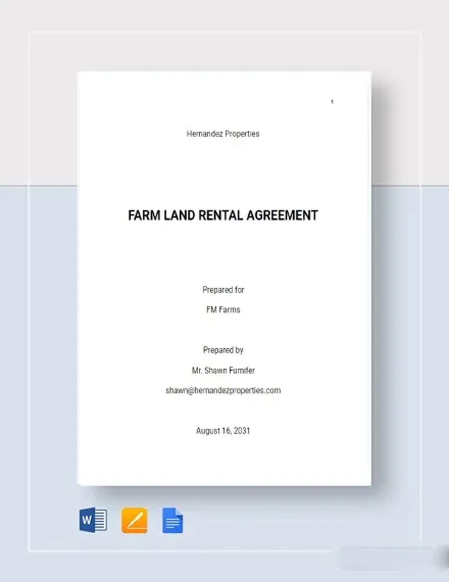 Farm Agreement Word Templates Design Free Download Template net