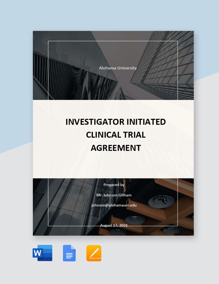 Investigator Initiated Clinical Trial Agreement Template