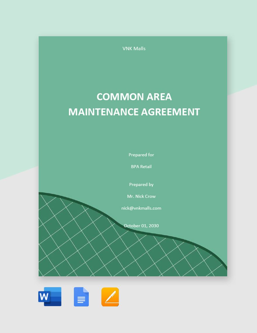 Common Area Maintenance Agreement Template
