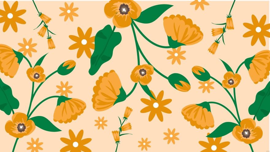 Free Orange Floral Background - EPS, Illustrator, JPG, SVG 