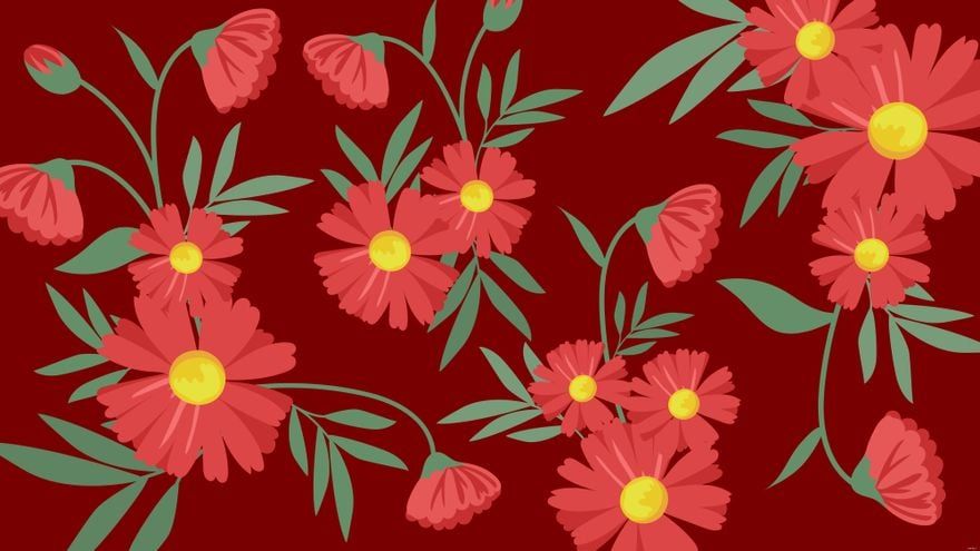 Free Dark Red Floral Background