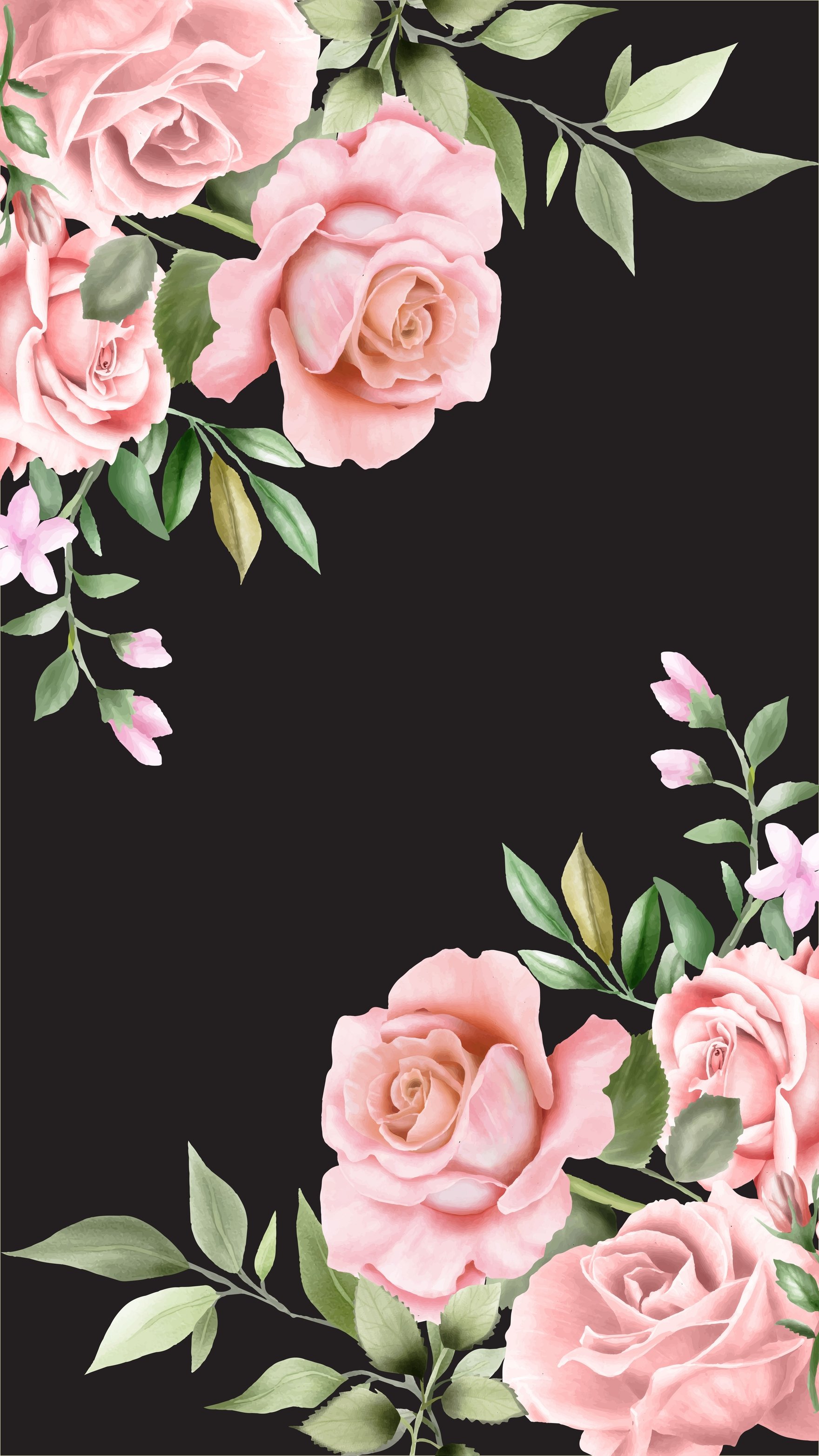 Pink and Black Floral Phone Background
