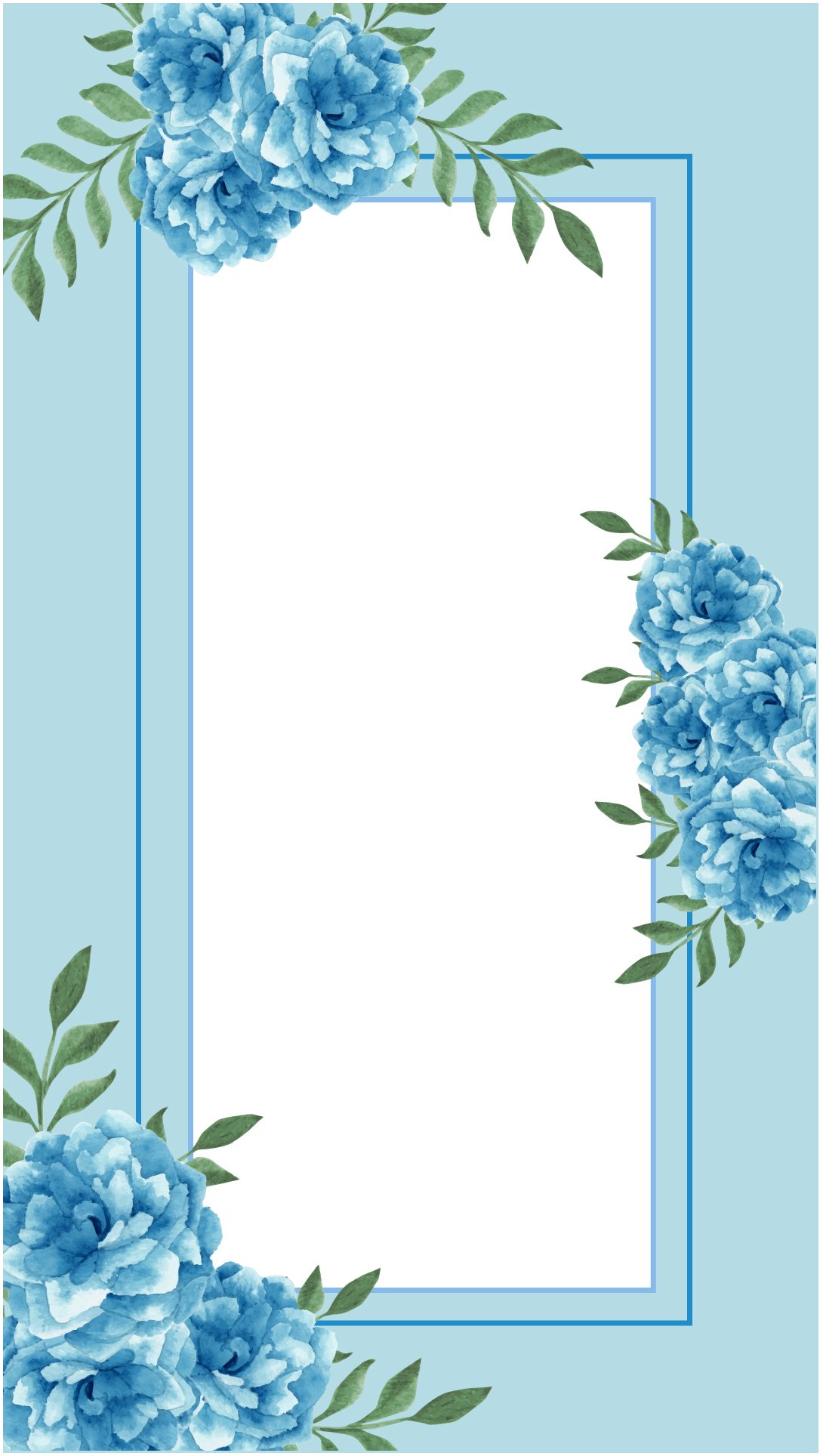 Free Blue Floral Frame Background - EPS, Illustrator, JPG, SVG