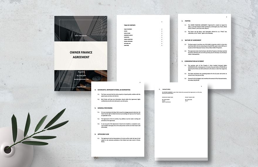Owner Finance Agreement Template