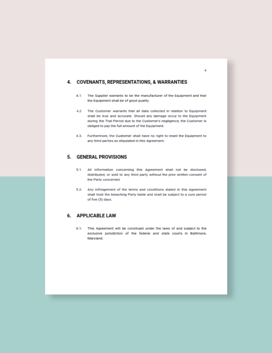  Equipment Trial Agreement Template