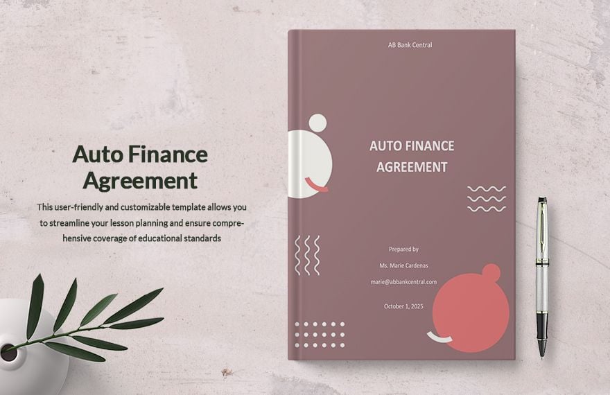 Auto Finance Agreement Template