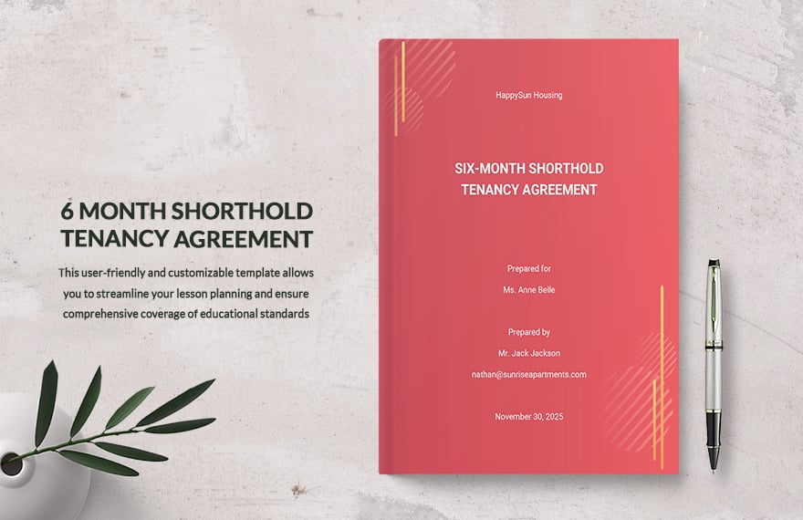 6 Month Shorthold Tenancy Agreement Template in Word, Google Docs, PDF, Apple Pages