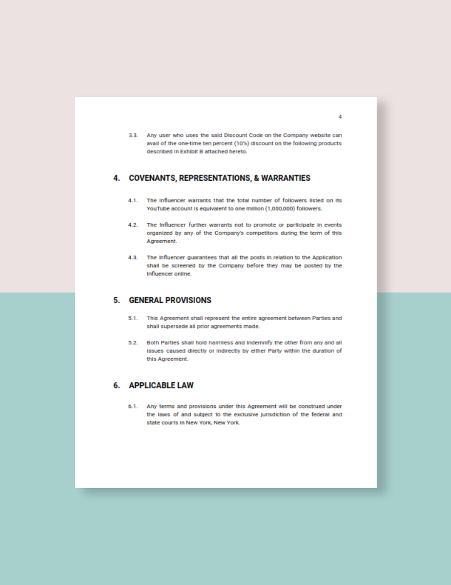 Simple Social Media Agreement Template Google Docs, Word, Apple Pages