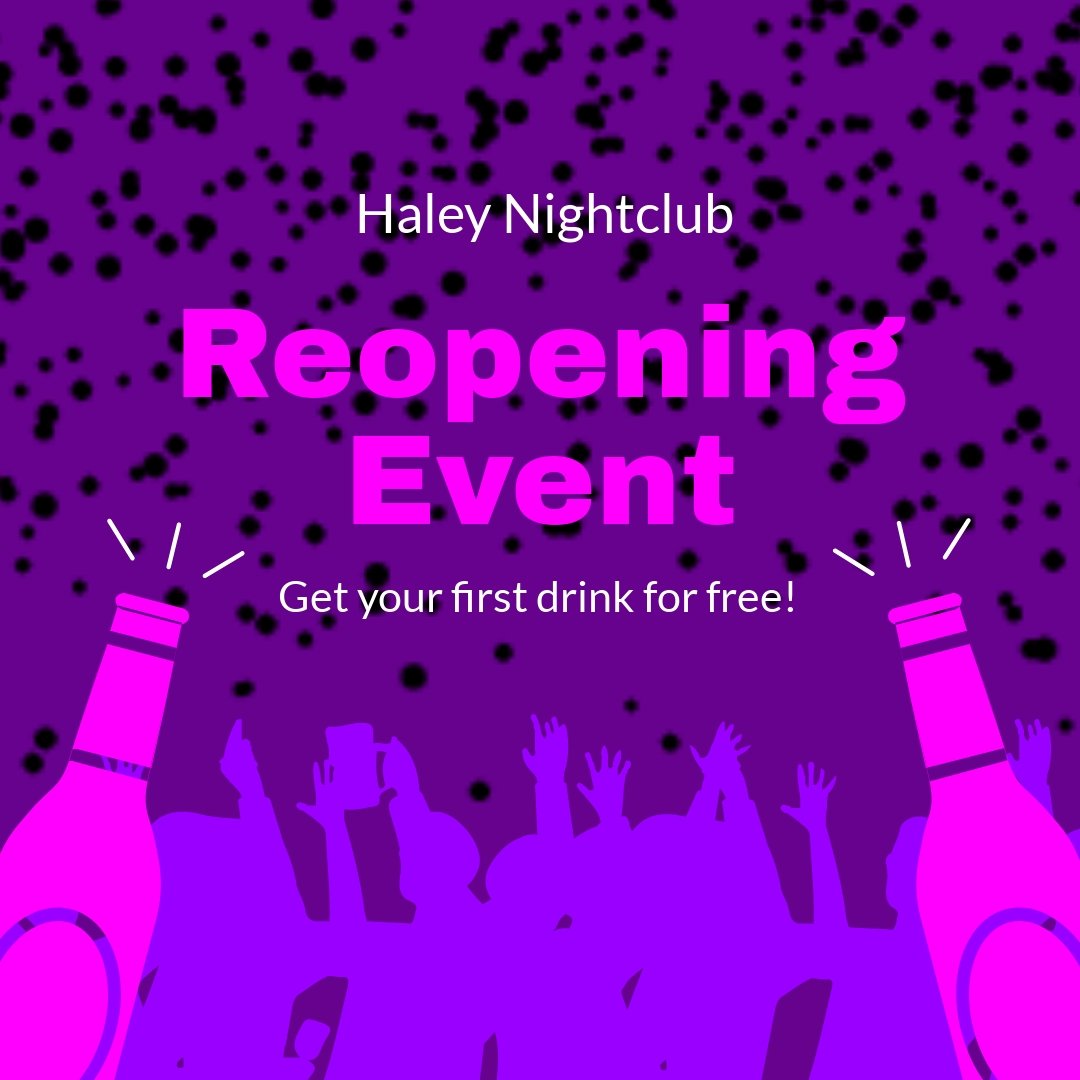 Free Reopening Event Ad Instagram Post Template