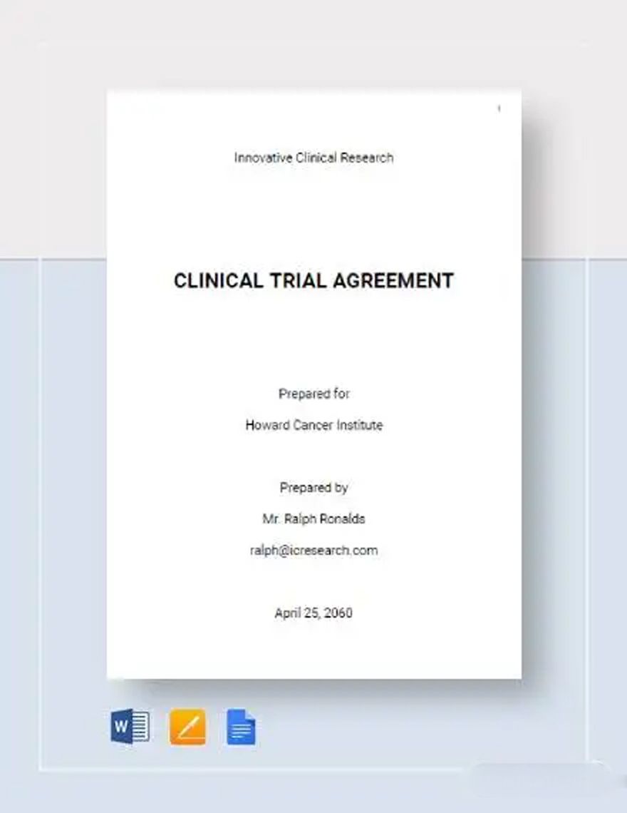 Clinical Trial Agreement Template Google Docs, Word, Apple Pages, PDF