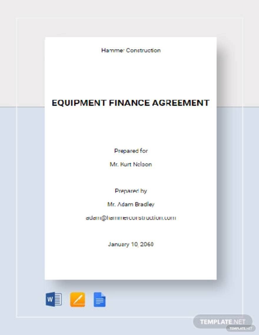 Equipment Finance Agreement Template