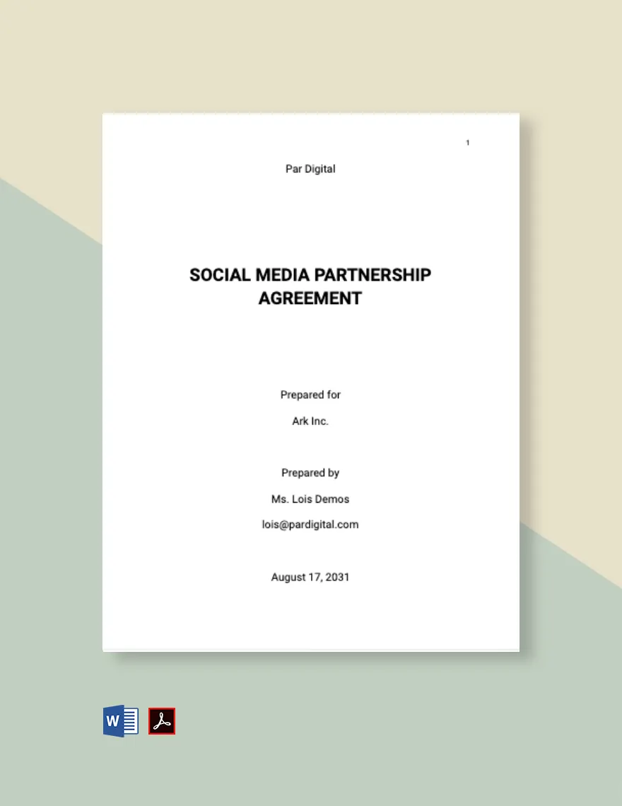 Social Media Partnership Agreement Template