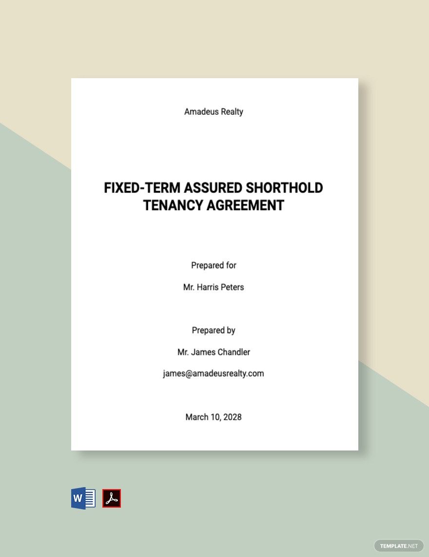Fixed Term Assured Shorthold Tenancy Agreement Template