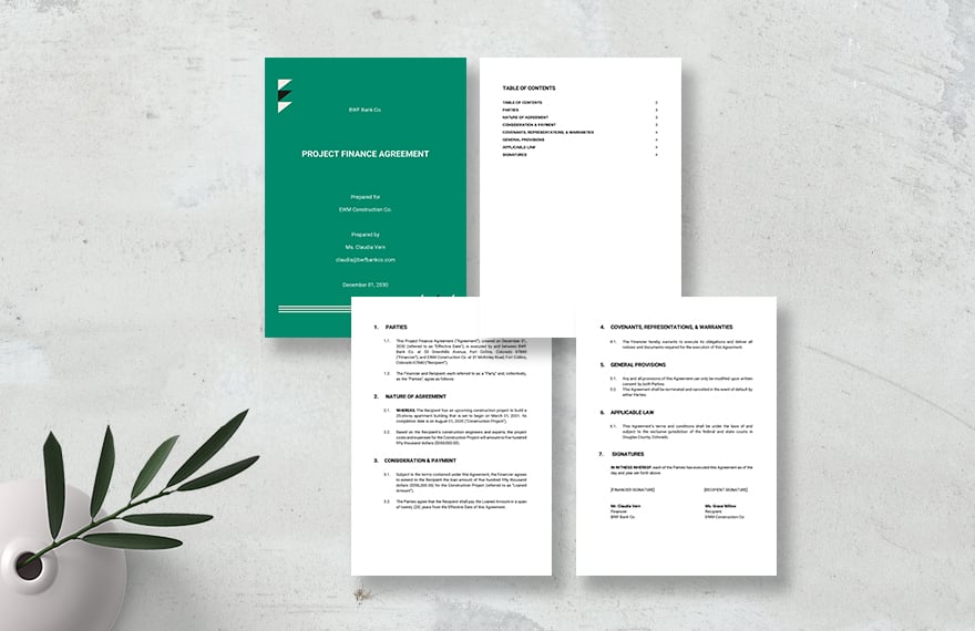 Project Finance Agreement Template