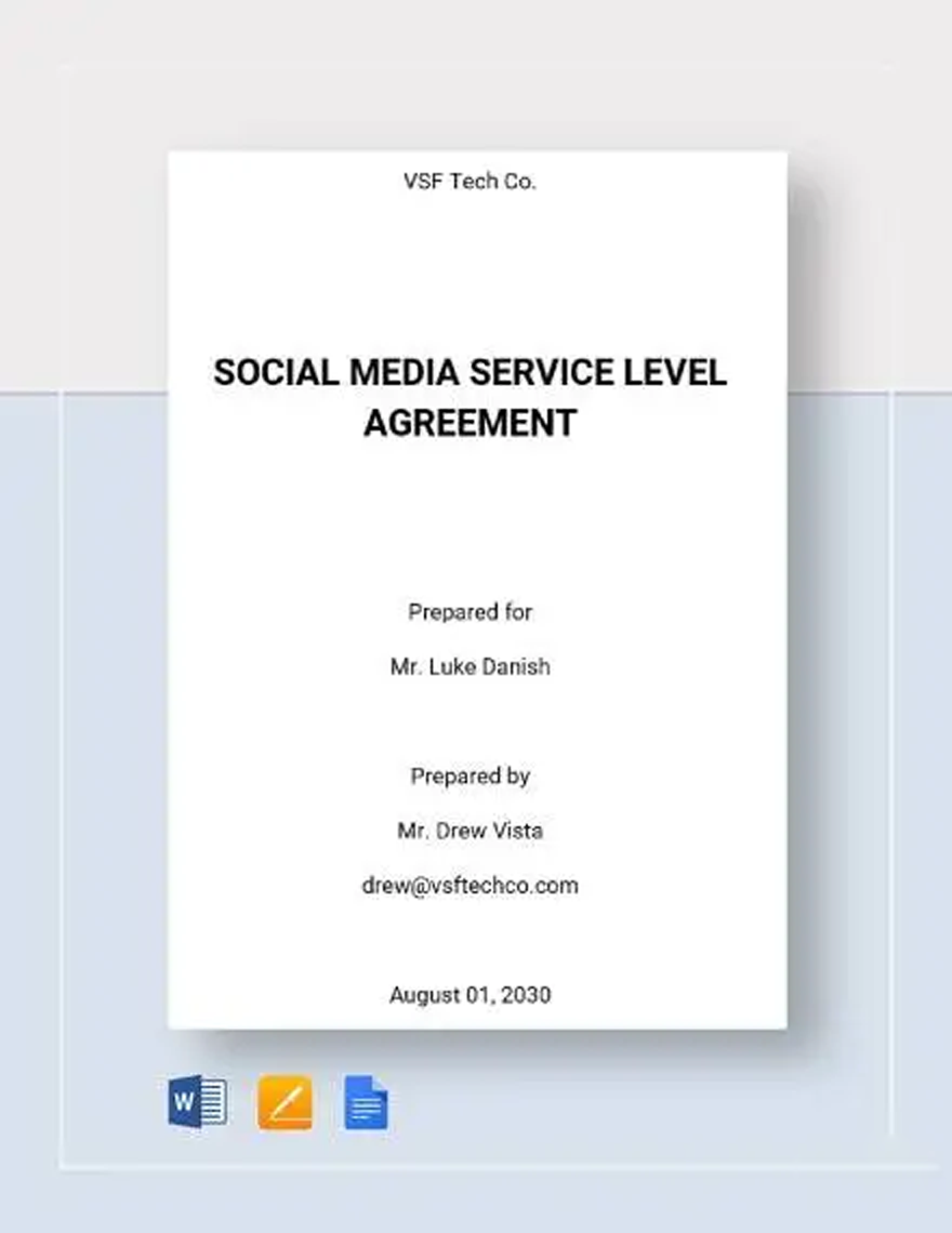 Social Media Service Level Agreement Template