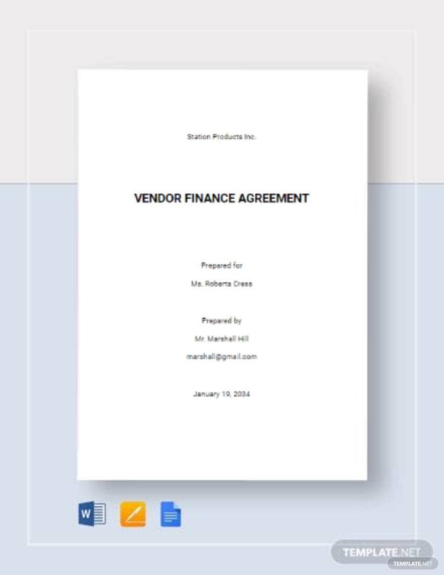 Vendor Finance Agreement Template