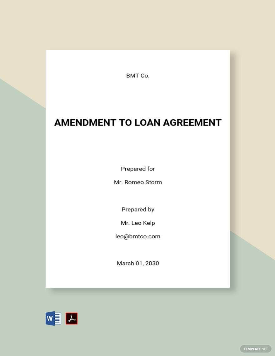 Amendment to Loan Agreement Template