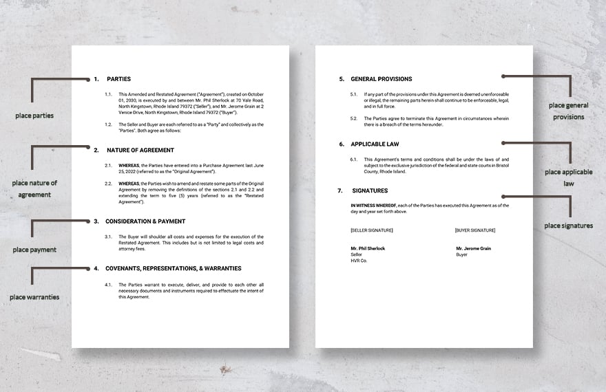 Amended and Restated Agreement Template