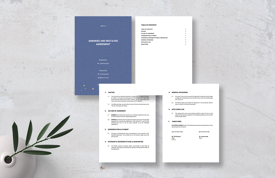 Amended and Restated Agreement Template