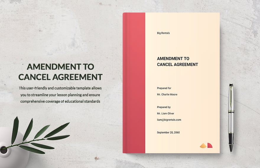 Amendment to Cancel Agreement Template 