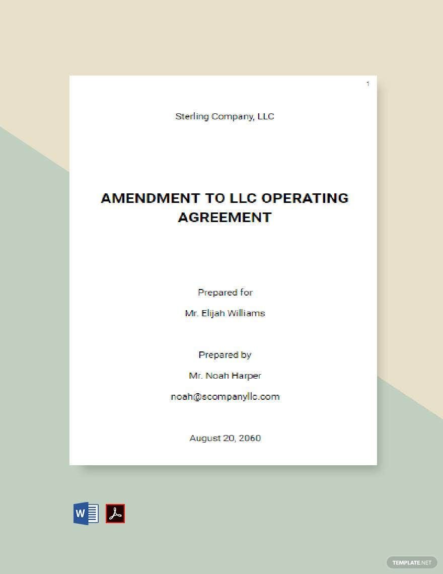 Free Amendment to LLC Operating Agreement Template 