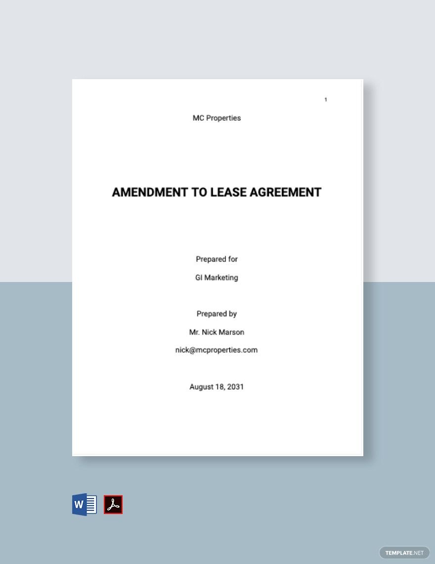 Amendment To Lease Agreement Template