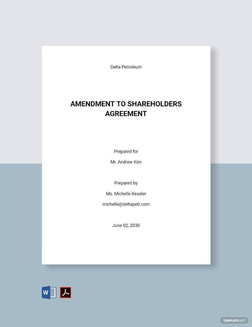 Amendment To Shareholders Agreement Template