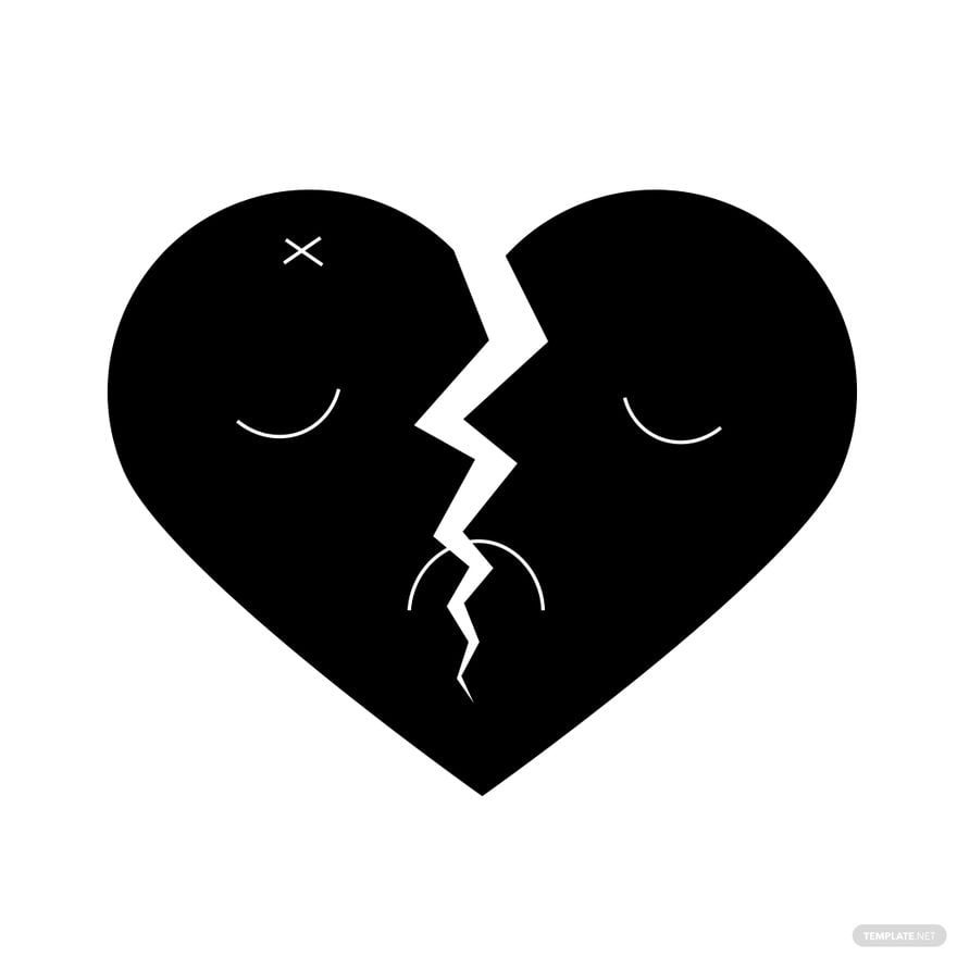 Sad Broken Heart Silhouette in Illustrator, PSD, EPS, SVG, JPG, PNG