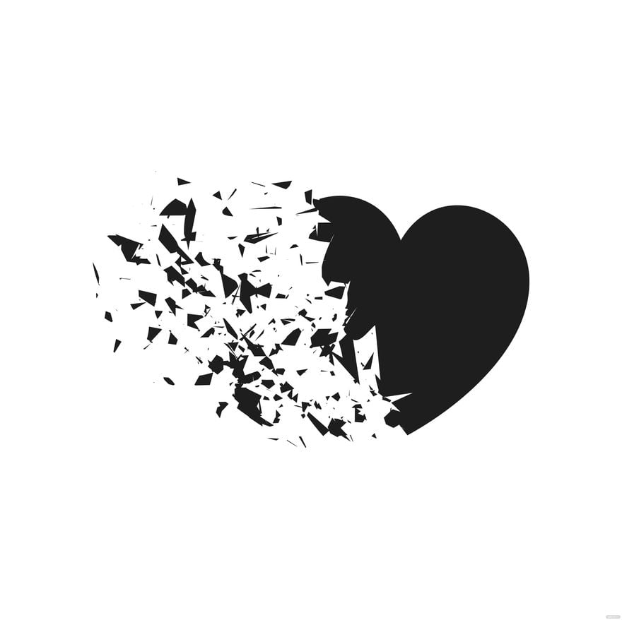 Shattered Heart Silhouette in Illustrator, PSD, EPS, SVG, JPG, PNG