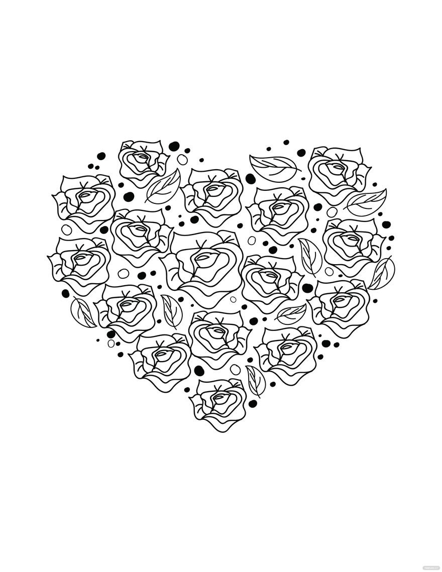 Rose Heart Coloring Page for Adults