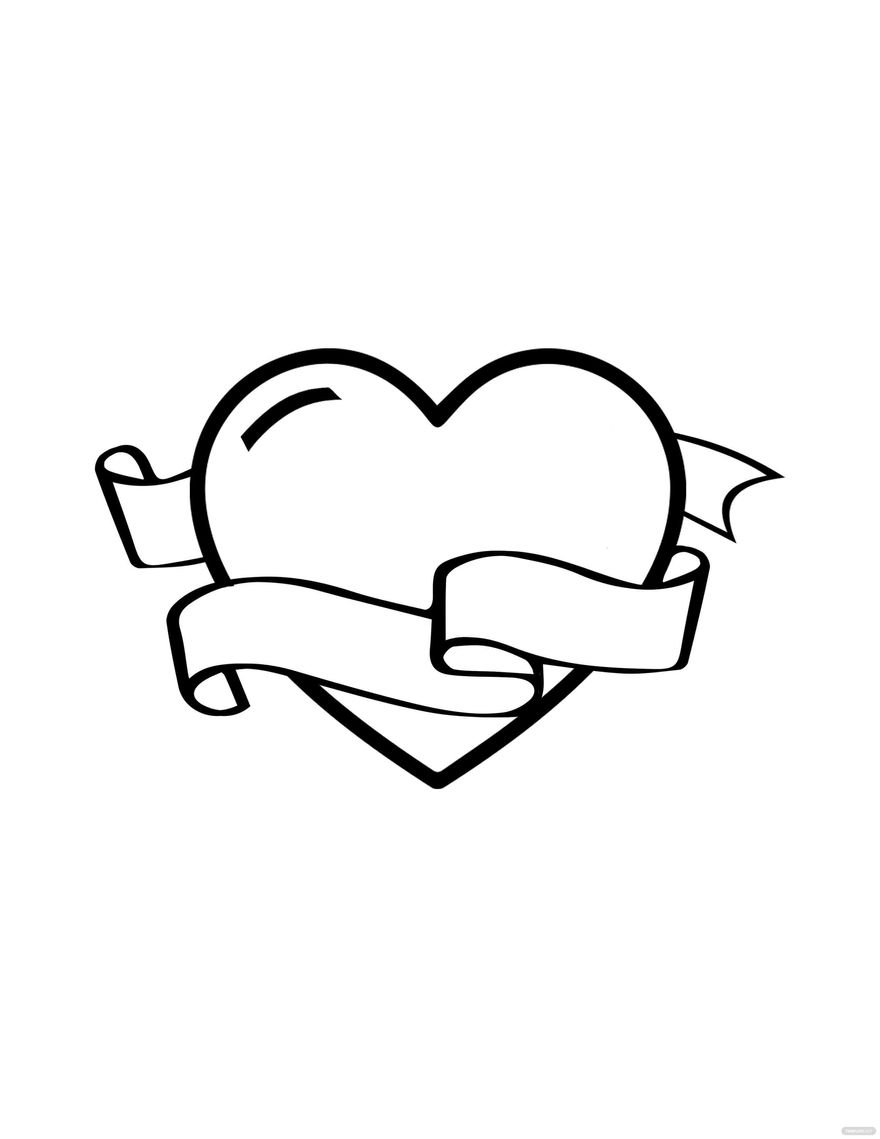Free Heart With Ribbon Drawing