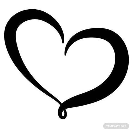 Decorative Heart Clipart Black and White