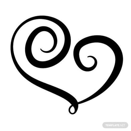 Free Black and White Swirl Heart Clipart