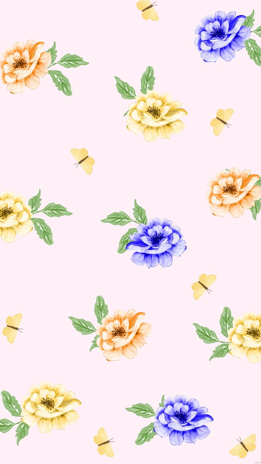 Watercolor Summer Floral Background