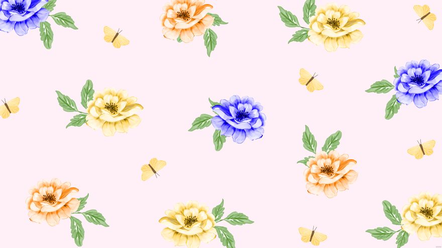 Watercolor Summer Floral Background