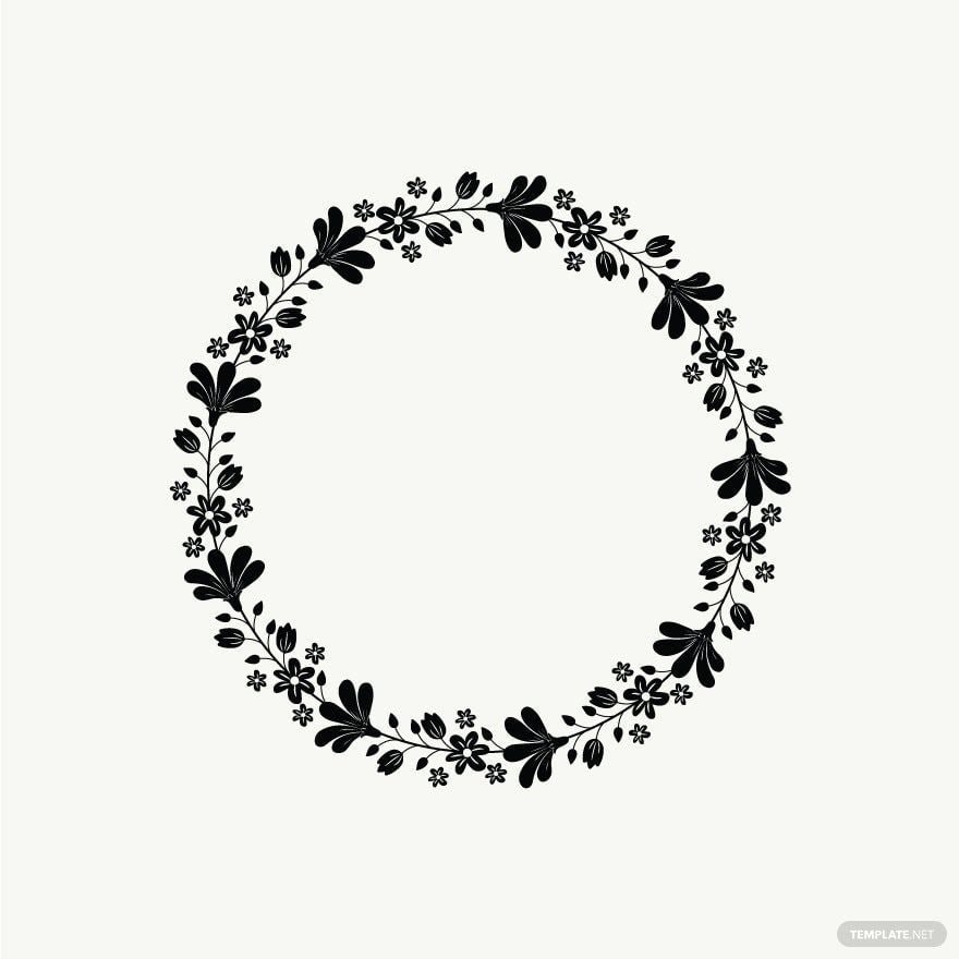 Free Black and White Floral Wreath Vector