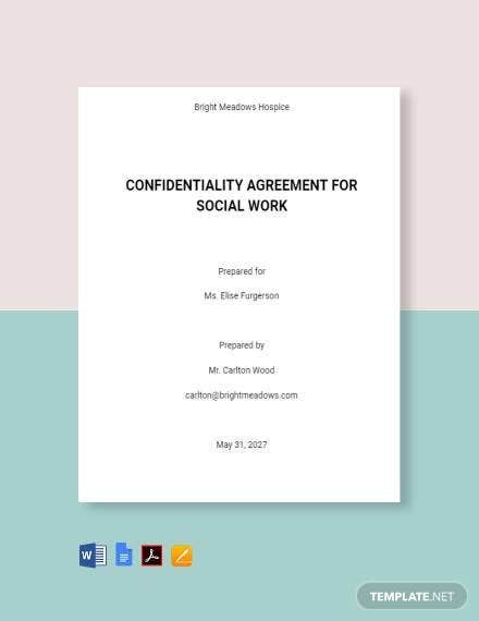 Confidentiality Agreement Social Work Template Google Docs Word PDF