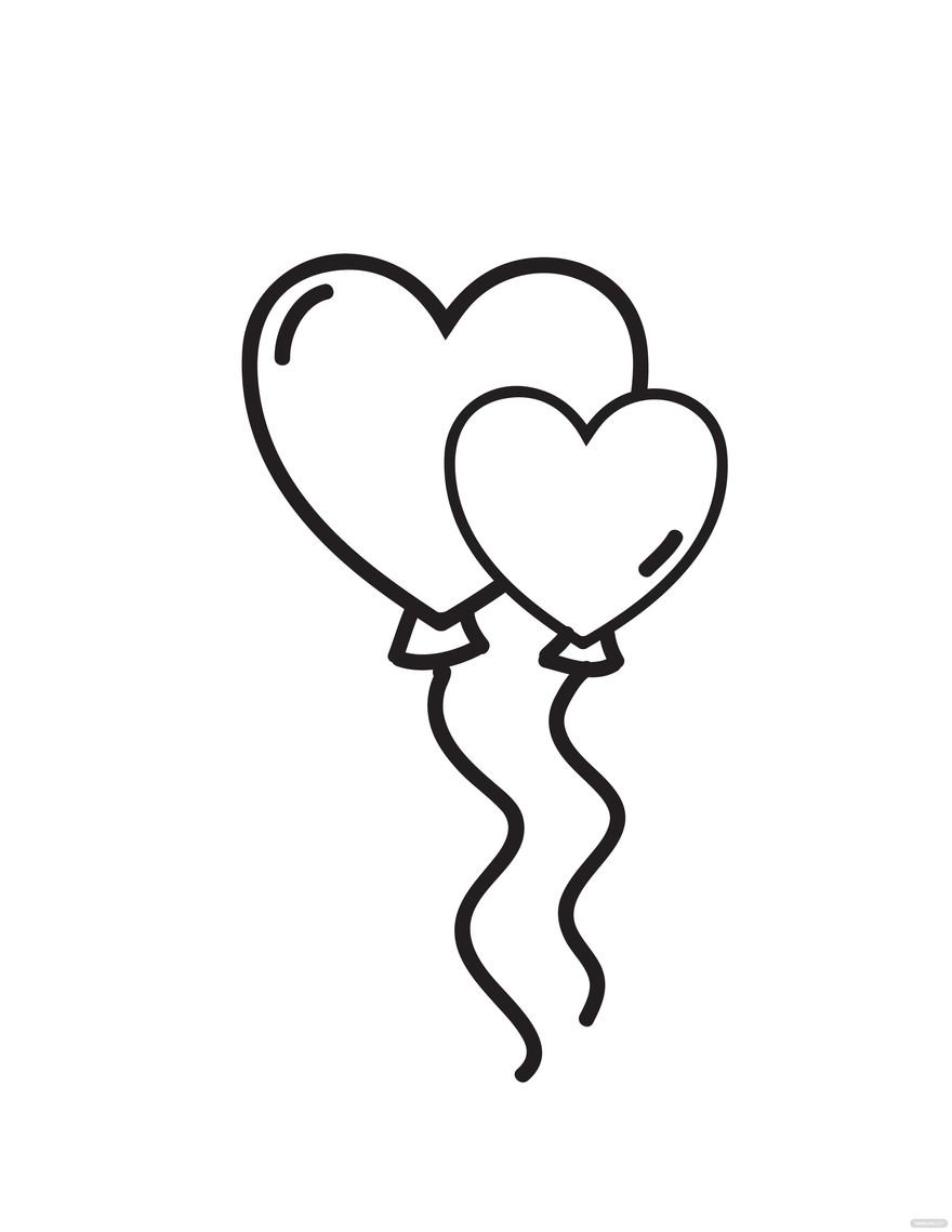 Free Heart Balloon Drawing