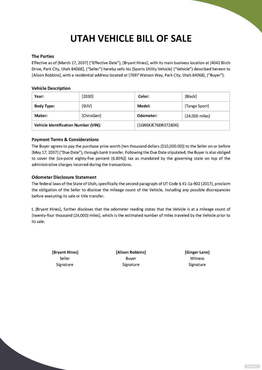 Vehicle Bill of Sale Template Google Docs, Google Sheets, Word, PDF