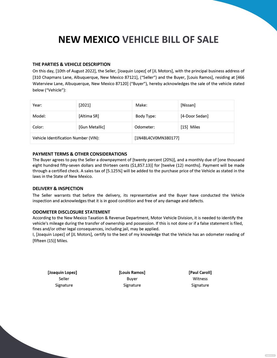 Bill Of Sale Form New Mexico Small Estate Affidavit Form Templates Images 2659