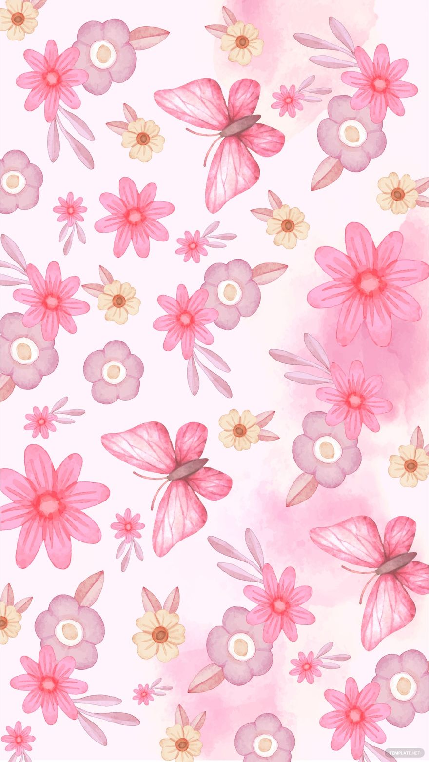 Free Watercolor Pink Floral Background